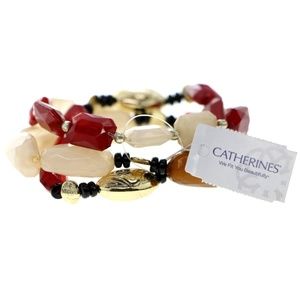 Stretch Bracelet Set Red & Peach NWT